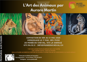 Plongez dans l’univers équestre au Musée Suisse du Cheval de La Sarraz, un lieu incontournable pour découvrir l’histoire du cheval en Suisse à travers des collections uniques, des expositions artistiques et des conférences passionnantes. Situé dans l’ancienne grange du château, ce musée primé offre une expérience immersive pour toute la famille, alliant patrimoine, loisirs et découverte culturelle. À ne pas manquer : dès le jeudi 1er mai, l’exposition artistique « L’art des animaux » d’Aurore Martin vous invite à explorer la beauté du monde animal à travers le regard d’une artiste contemporaine, jusqu’au 31 mai. Profitez également de la traditionnelle Fête du Cheval, des ateliers créatifs et des démonstrations interactives pour petits et grands. Offrez-vous une sortie enrichissante au cœur du patrimoine équestre suisse et vivez des moments inoubliables au Musée Suisse du Cheval de La Sarraz.